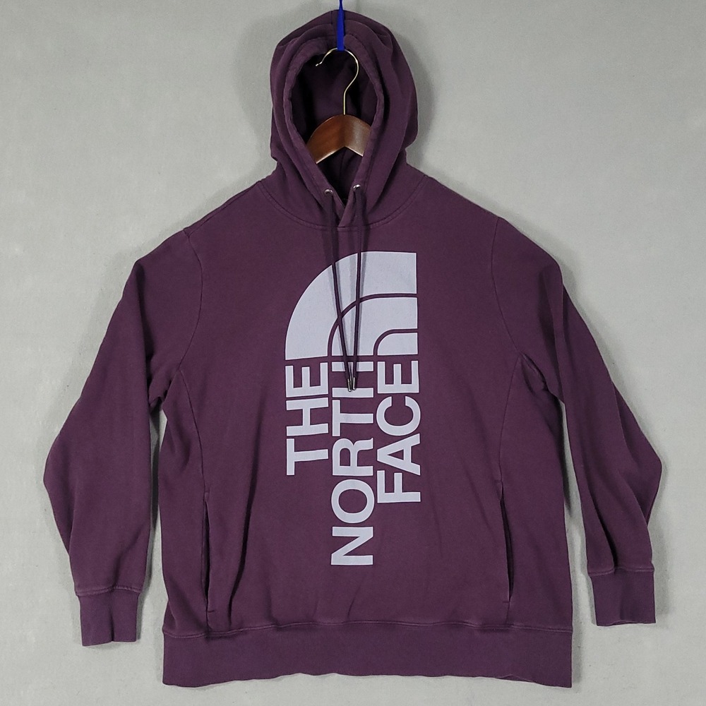 The North Face Hoodie Womens XL Purple Graphic Logo Regular Fit Cotton Blend